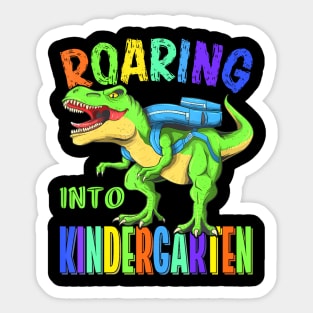 Roaring Into Kindergarten Dinosaur T Rex Back To School Boys Sticker